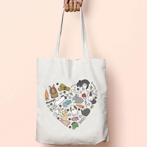 BLUPARK Bunny Canvas Tote Bag - Funny Animal Lover Gift Bag for Women in Saudi Arabia