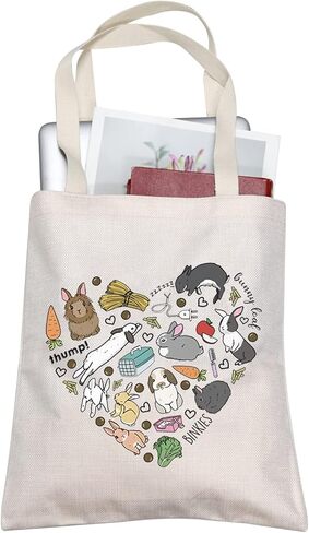 BLUPARK Bunny Canvas Tote Bag - Funny Animal Lover Gift Bag for Women in Saudi Arabia