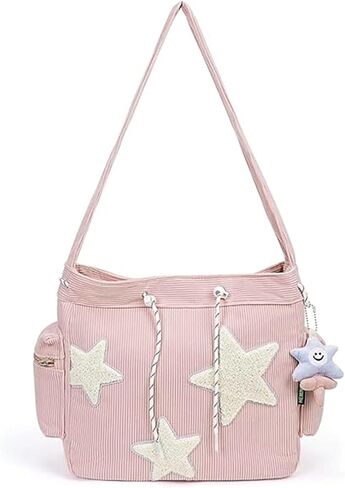 Cute Corduroy Tote Bag for Women – Aesthetic Crossbody Handbag | Y2K Hobo Shoulder Bag in Saudi Arabia