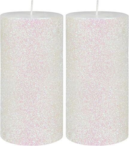 Zest Candle Pillar Candle, 3 by 6-Inch, Metallic White Glitter in Saudi Arabia