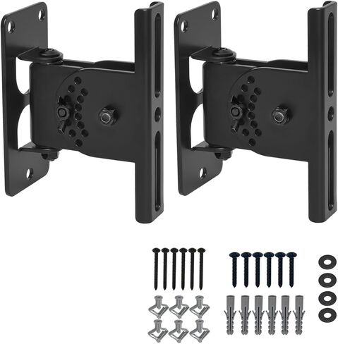 Speaker Wall Mount, Wall Speaker Mount ，All Metal Speaker Wall Mount Brackets for Small Speakers，Swivel & Tilt,Hold up to 30lbs，HD-618 (2Packs,Black) in Kuwait