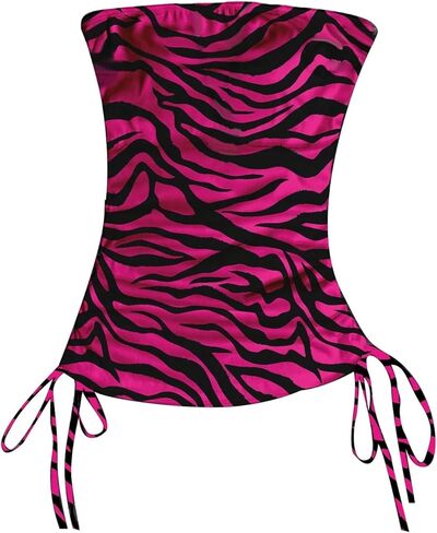 GORGLITTER Women's Y2k Gothic Strapless Tube Tank Top Grunge 2000s Clothing Bandeau Drawstring Ruched Going Out Tops in Saudi Arabia