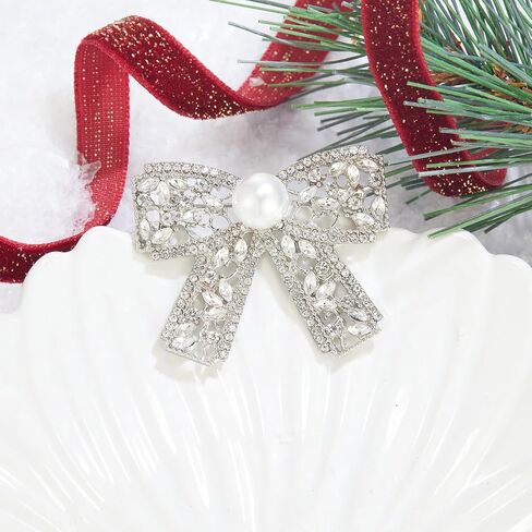 YOQUCOL Cubic Zirconia Crystal Bowtie Shape Brooch for Women Bow Bowknot Brooch Dress Suit Clothes Accessories in Saudi Arabia