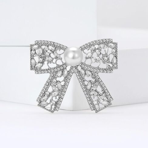 YOQUCOL Cubic Zirconia Crystal Bowtie Shape Brooch for Women Bow Bowknot Brooch Dress Suit Clothes Accessories in Saudi Arabia