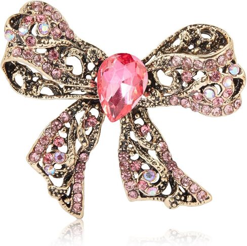 YOQUCOL Cubic Zirconia Crystal Bowtie Shape Brooch for Women Bow Bowknot Brooch Dress Suit Clothes Accessories in Saudi Arabia