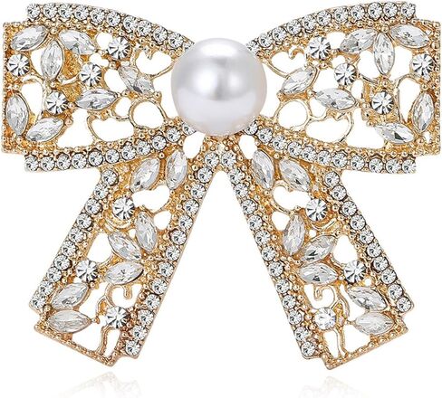 YOQUCOL Cubic Zirconia Crystal Bowtie Shape Brooch for Women Bow Bowknot Brooch Dress Suit Clothes Accessories in Saudi Arabia