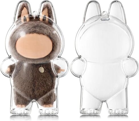 Clear Bag Keychain for LABUBU Plush Doll, Clear Doll Display Protective Cover, Hanging Figure Transparent Acrylic Case Storage Box for Fans Collector (Cola Sit) in Kuwait