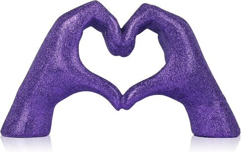 DOVDOV Purple Heart Hand Statue, Heart Shaped Hand Home Decor, Love Fingers for Living Room Bedroom Entrance Dining Table Centre Flat TV Cabinet Bookshelf Small Decoration. in Saudi Arabia