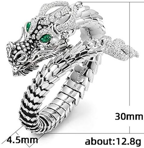 Dragon Shaped Open-Ended Men's Ring with Green Cubic Zirconia in Saudi Arabia