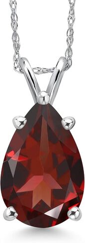 قلادة من الأحجار الكريمة على شكل دمعة من الذهب الأبيض عيار 14 قيراط من Gem Stone King للنساء | شكل كمثرى 12 × 8 مم | مع سلسلة 18 بوصة | هدايا مجوهرات راقية لأمها وزوجتها in Saudi Arabia