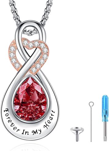 LOOVE Infinity Urn Necklace for Ashes Sterling Silver Heart Moonstone Turquoise Birthstone Keepsake Memorial Cremation Jewelry for Women in Saudi Arabia