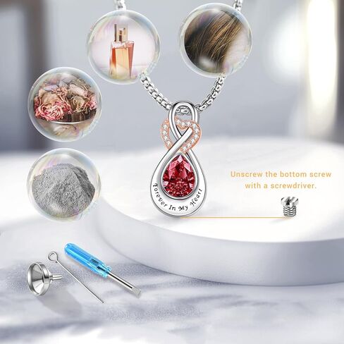 LOOVE Infinity Urn Necklace for Ashes Sterling Silver Heart Moonstone Turquoise Birthstone Keepsake Memorial Cremation Jewelry for Women in Saudi Arabia