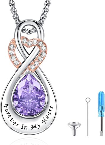 LOOVE Infinity Urn Necklace for Ashes Sterling Silver Heart Moonstone Turquoise Birthstone Keepsake Memorial Cremation Jewelry for Women in Saudi Arabia