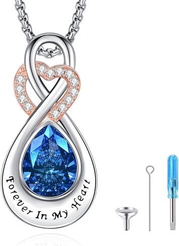 LOOVE Infinity Urn Necklace for Ashes Sterling Silver Heart Moonstone Turquoise Birthstone Keepsake Memorial Cremation Jewelry for Women in Saudi Arabia