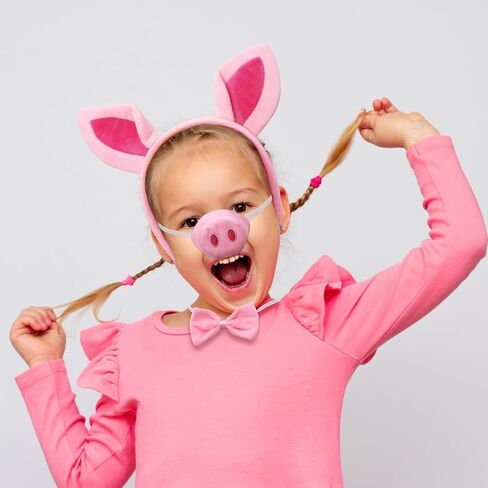 CASW Pig Costume Accessories Set Ears-Headband-Nose-Tail-Bow-Tie : Pig Costume Set for Kids Adult Women in Saudi Arabia