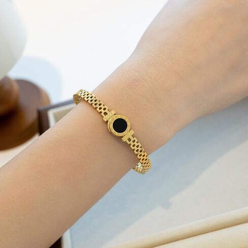 Roman Numeral Love Chain Bracelet For Women Gold Plated Retro Watch Shape Bangle Bracelet Stainless Steel Trendy Jewelry Birthday Gift in Saudi Arabia