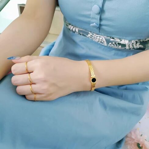 Roman Numeral Love Chain Bracelet For Women Gold Plated Retro Watch Shape Bangle Bracelet Stainless Steel Trendy Jewelry Birthday Gift in Saudi Arabia