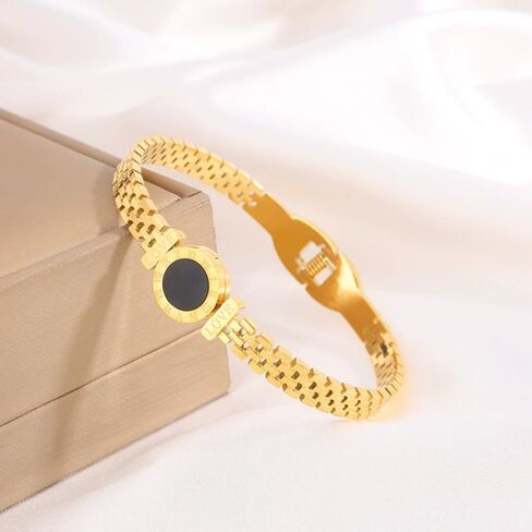 Roman Numeral Love Chain Bracelet For Women Gold Plated Retro Watch Shape Bangle Bracelet Stainless Steel Trendy Jewelry Birthday Gift in Saudi Arabia