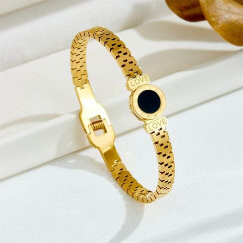 Roman Numeral Love Chain Bracelet For Women Gold Plated Retro Watch Shape Bangle Bracelet Stainless Steel Trendy Jewelry Birthday Gift in Saudi Arabia