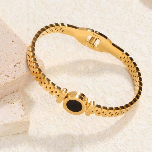 Roman Numeral Love Chain Bracelet For Women Gold Plated Retro Watch Shape Bangle Bracelet Stainless Steel Trendy Jewelry Birthday Gift in Saudi Arabia