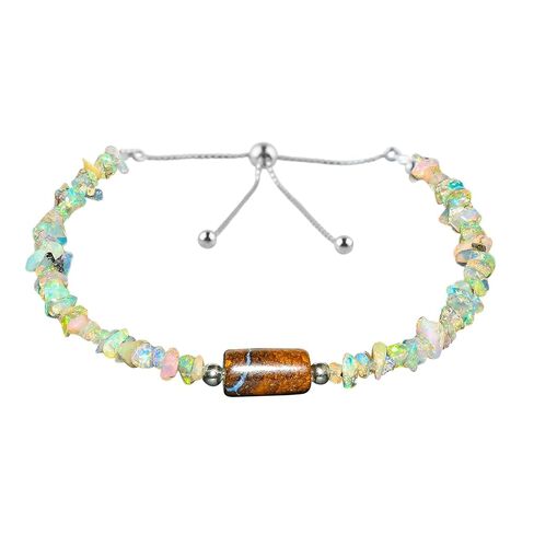 CRYSTALIS Natural Green Opal Beads Slider Bolo Bracelet, High Grade Beaded Crystals, Chakra Healing Gemstone, Gift Giving Women Jewelry, 925 Sterling Silver Slider 10 inch in Kuwait