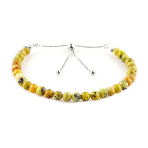 CRYSTALIS Natural Green Opal Beads Slider Bolo Bracelet, High Grade Beaded Crystals, Chakra Healing Gemstone, Gift Giving Women Jewelry, 925 Sterling Silver Slider 10 inch in Kuwait