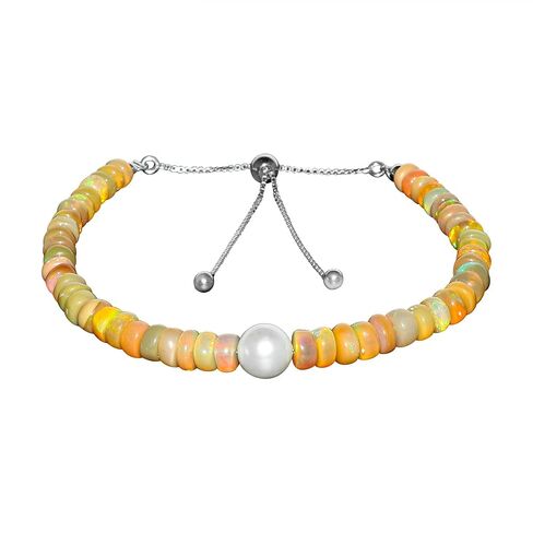 CRYSTALIS Natural Green Opal Beads Slider Bolo Bracelet, High Grade Beaded Crystals, Chakra Healing Gemstone, Gift Giving Women Jewelry, 925 Sterling Silver Slider 10 inch in Kuwait