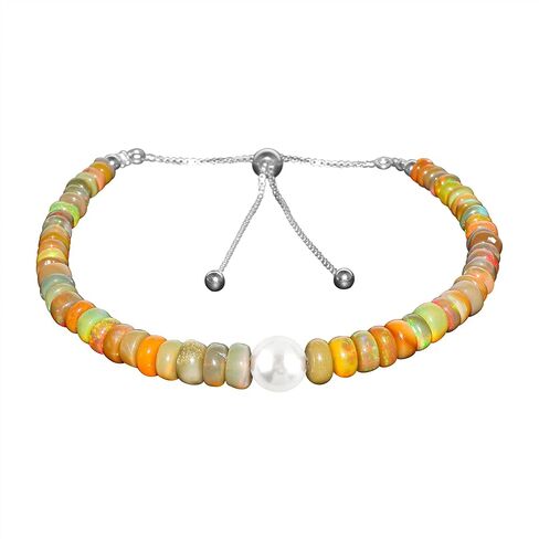 CRYSTALIS Natural Green Opal Beads Slider Bolo Bracelet, High Grade Beaded Crystals, Chakra Healing Gemstone, Gift Giving Women Jewelry, 925 Sterling Silver Slider 10 inch in Kuwait