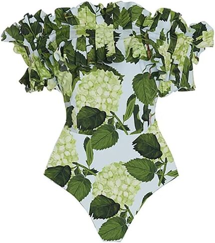 IMEKIS Women Floral Print Swimsuit with Maxi Skirt Bathing Suits Ruffles 2 Piece Swimwear Summer Holiday Outfit in Saudi Arabia
