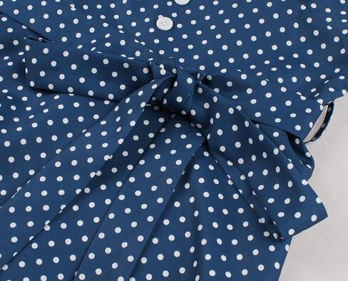 Wellwits Women's Lace Trim V Neck Polka Dots Midi Elegant Vintage Dress in Saudi Arabia