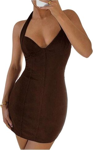 Floerns Women's Y2k Backless Halter Mini Dress Open Back Bodycon Club Night Out Dresses in Saudi Arabia
