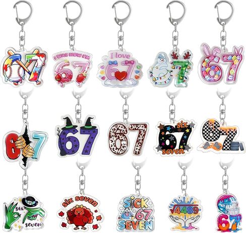 RDJOIMBX 15Pcs 6 7 Meme Keychains, Funny 6 7 Popular Saying Acrylic Keychains, Six Seven Internet Novelty Gifts for Meme Lovers, Bag Charm Accessories & Party Favors in Saudi Arabia