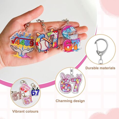 RDJOIMBX 15Pcs 6 7 Meme Keychains, Funny 6 7 Popular Saying Acrylic Keychains, Six Seven Internet Novelty Gifts for Meme Lovers, Bag Charm Accessories & Party Favors in Saudi Arabia