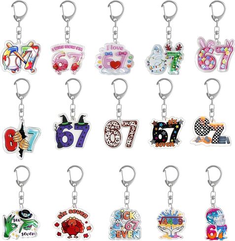 RDJOIMBX 15Pcs 6 7 Meme Keychains, Funny 6 7 Popular Saying Acrylic Keychains, Six Seven Internet Novelty Gifts for Meme Lovers, Bag Charm Accessories & Party Favors in Saudi Arabia