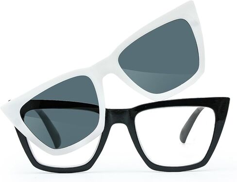 TranStep 2-in-1 Magnetic Reading Glasses with Clip-On Sunglass Lenses Shades Anti-UV Smart-Click in Saudi Arabia