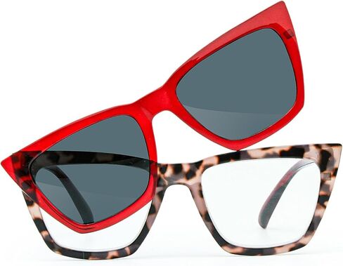 TranStep 2-in-1 Magnetic Reading Glasses with Clip-On Sunglass Lenses Shades Anti-UV Smart-Click in Saudi Arabia
