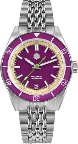 San Martin Mens Watch - SN0116B 39.5mm Sapphire Rainbow Bezel Summer NH35 Automatic Mechanical Watches for Men 20Bar Diving Waterproof Wrist Watch in Saudi Arabia