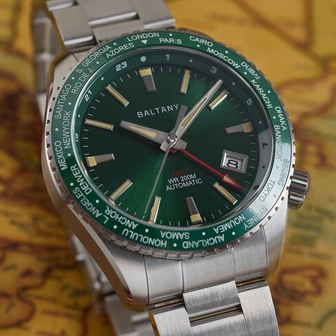 ساعة Baltany S6083 GMT للسيارات، ساعات رياضية بإطار دوار ووظيفة التاريخ in Saudi Arabia