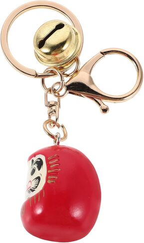 LOGOFUN Japanese Daruma Doll Keychain Lucky Charm Red with Bell Key Ring Pendant for Bag Purse Travel Present Decoration in Saudi Arabia