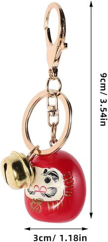 LOGOFUN Japanese Daruma Doll Keychain Lucky Charm Red with Bell Key Ring Pendant for Bag Purse Travel Present Decoration in Saudi Arabia