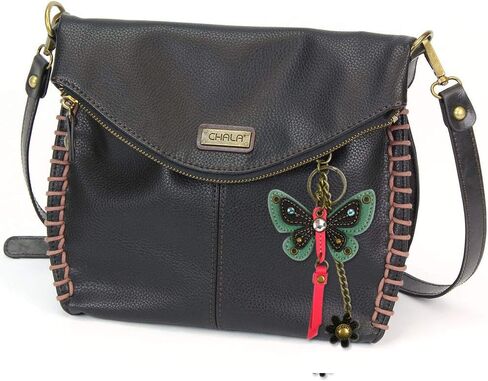 Charming Crossbody Shoulder Purse in PU Leather with Teal Butterfly Purse Charm in Saudi Arabia