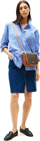 Tommy Hilfiger womens Monogram Leather Saddle Crossbody Bag With Adjustable Crossbody Strap in Saudi Arabia