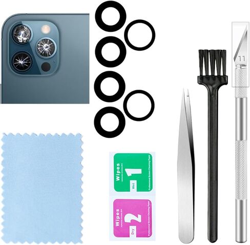 2 Packs Rear Camera Lens Glass Replacement for iPhone 13 Pro/iPhone 13 Pro Max Camera Glass Lens Replacement with Pre-Installed Adhesive and Repair Tools in Saudi Arabia