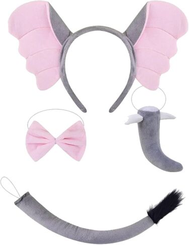 Kirei Sui 4-Piece Elephant Costume Animal Ears Headband Halloween Dress Up Cosplay Kit for Adults in Saudi Arabia