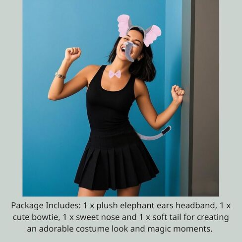 Kirei Sui 4-Piece Elephant Costume Animal Ears Headband Halloween Dress Up Cosplay Kit for Adults in Saudi Arabia