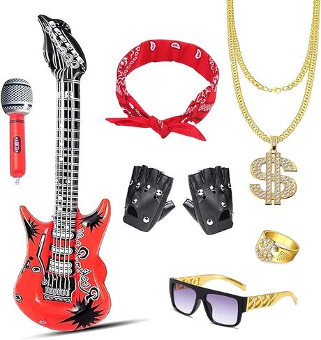 8 Pcs Rock Costume Accessories Set, Rock and Roll Accessories, Women Mens 80 S Outfit for Party in Saudi Arabia