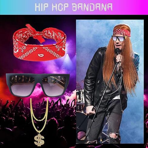 8 Pcs Rock Costume Accessories Set, Rock and Roll Accessories, Women Mens 80 S Outfit for Party in Saudi Arabia