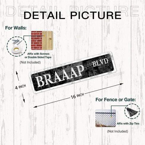 Braaap Blvd Sign Street Motocross Motorcycle Racing Racer Rider Trials Off Road Dirt Bike إندورو رالي ميكانيكي رجل كهف المرآب القصدير لوحة الحائط الفن ملصق 16 × 4 بوصة أسود عتيق in Kuwait
