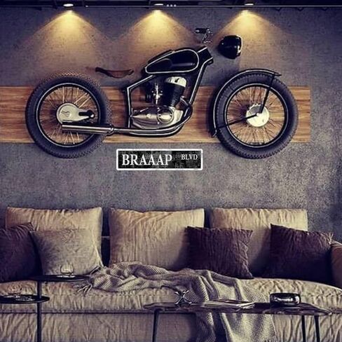 Braaap Blvd Sign Street Motocross Motorcycle Racing Racer Rider Trials Off Road Dirt Bike إندورو رالي ميكانيكي رجل كهف المرآب القصدير لوحة الحائط الفن ملصق 16 × 4 بوصة أسود عتيق in Kuwait