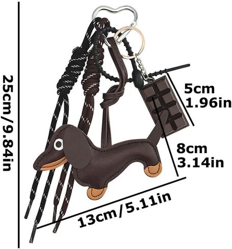 1 Pack Dachshund Keychain w/Braided Cord & Fake Chocolate, Bag Charms Keyring for Handbag Pendant Ornament, Car Keys, Purse in Saudi Arabia